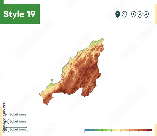 Nagaland, India - high detailed physical map. Vector map. Dem map.