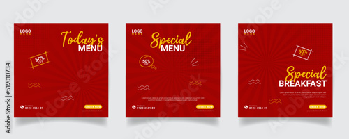 Set Fast Food Social Media Post Template,advertising and promotion banner