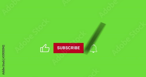 Stylus subscribe and join. The animated stylus clicks the like, subscribe, notify and join buttons on a transparent background. 4k footage with motion blur and alpha channel for video blog. photo