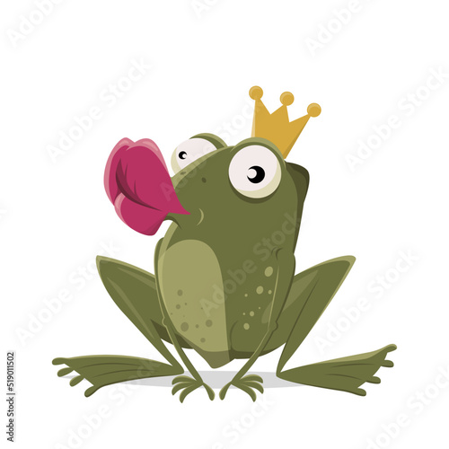 funny illustration of a kissing cartoon frog