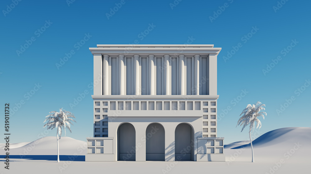 Fototapeta premium Building entrance with palm trees