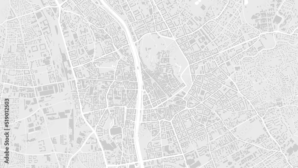 Fototapeta premium White and light grey Graz City area vector background map, roads and water cartography illustration.