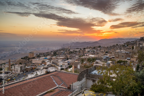 Mardin cityscape at sunset, Turkey. photo