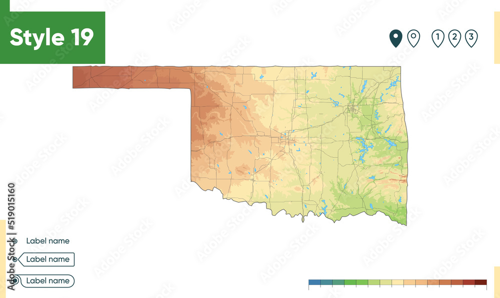 Oklahoma USA High Detailed Physical Map Vector Map Dem Map Stock 1000 F 519015160 ZQpEmHEAxBRkyK9CvROIY4u426py4li0 