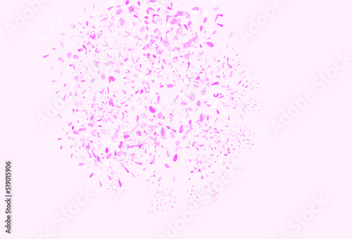 Light Pink vector doodle template with leaves.