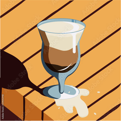 Glass of latte on the table. Summer hot drink