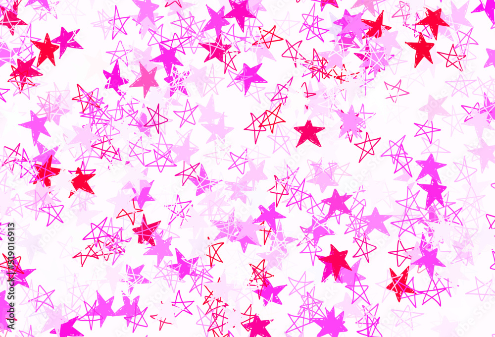 Light Pink vector pattern with christmas stars.