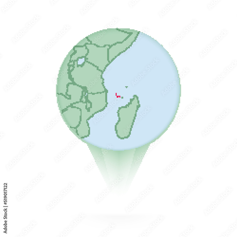 Comoros map, stylish location icon with Comoros map and flag. Comoros map, stylish location icon with Comoros map and flag.
