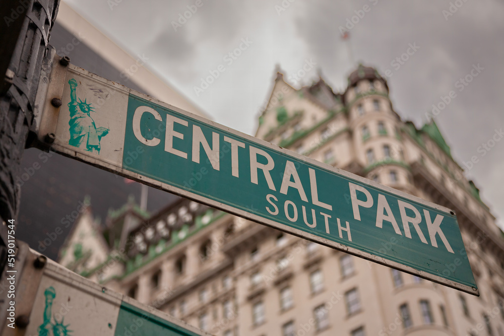 Central Park South street sign in New York City Central Park South street sign in New York City