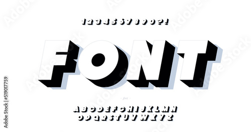 Vector font 3d bold style modern typography for infographics, motion graphics, video, promotion, decoration, logotype, party poster, t shirt, book, animation, banner, game, printing. 10 eps