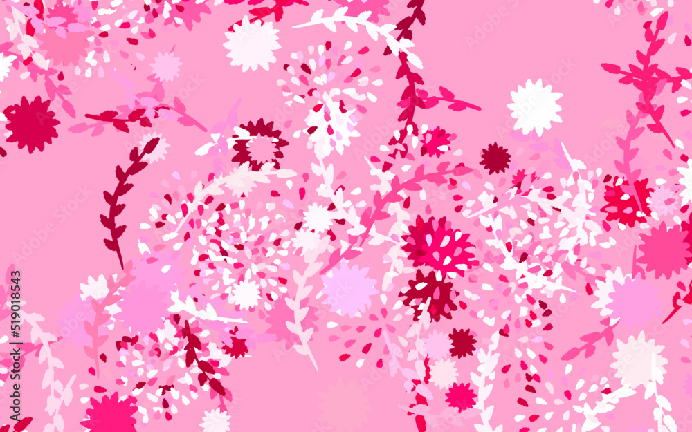 Light Pink vector doodle template with flowers Light Pink vector doodle template with flowers