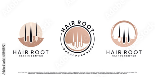 Hair root icon logo design vector illustration for hair clinic with creative element Premium Vector