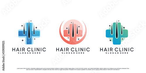 set of hair clinic dermatology icon logo design illustration with creative element Premium Vector