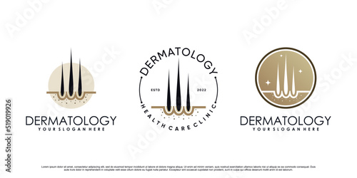 set of hair clinic dermatology icon logo design illustration with creative element Premium Vector