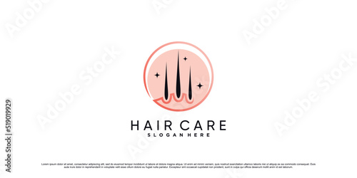 Hair care logo design illustration with line art style and creative element Premium Vector