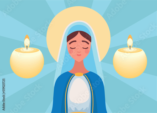 cute virgin Mary and candles