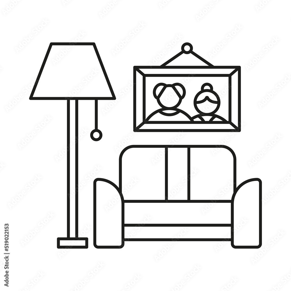 Sofa, home concept line icon. Simple element illustration. Sofa, home concept outline symbol design from family set. Can be used for web and mobile on white background
