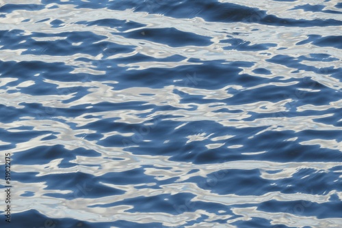 Closeup of blue shining glossy water texture, natural water background