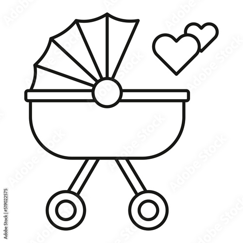 Baby carriage concept line icon. Simple element illustration. Baby Stroller concept outline symbol design from family set. Can be used for web and mobile on white background