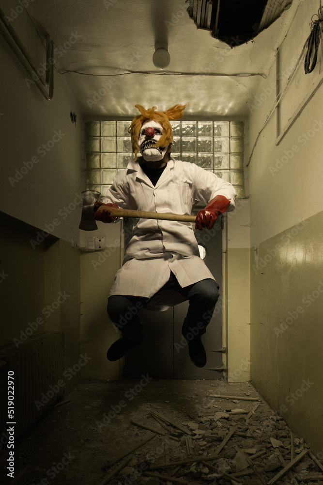 Horrible character of creepy doctor in mask waiting for victim Horrible character of creepy doctor in mask waiting for victim