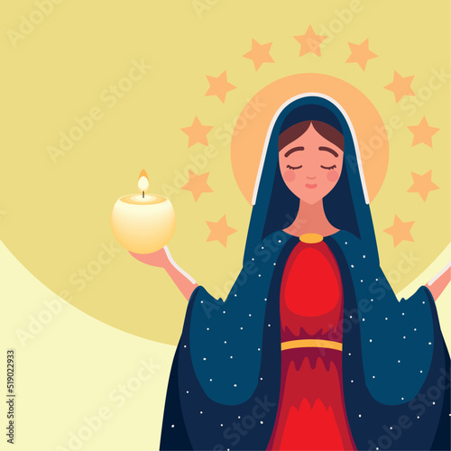 Assumption of Virgin Mary with light