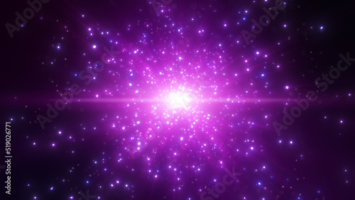 Pink purple dust particles explosion  Light ray beam effect.