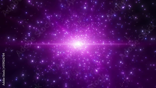 Pink purple dust particles explosion, Light ray beam effect.