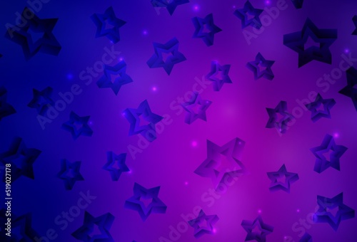 Dark Purple, Pink vector template with sky stars.