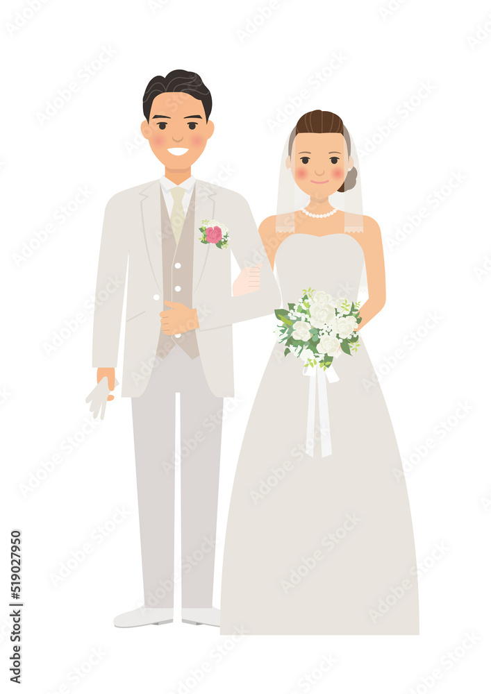 結婚式で腕を組む新郎新婦 結婚式で腕を組む新郎新婦