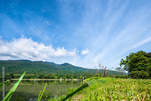 Morning view of Huay Tueng Thao Lake