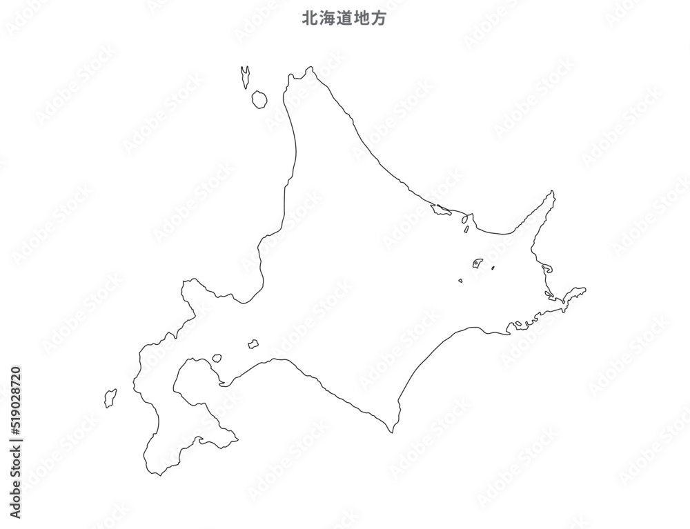 日本　白地図　北海道地方
