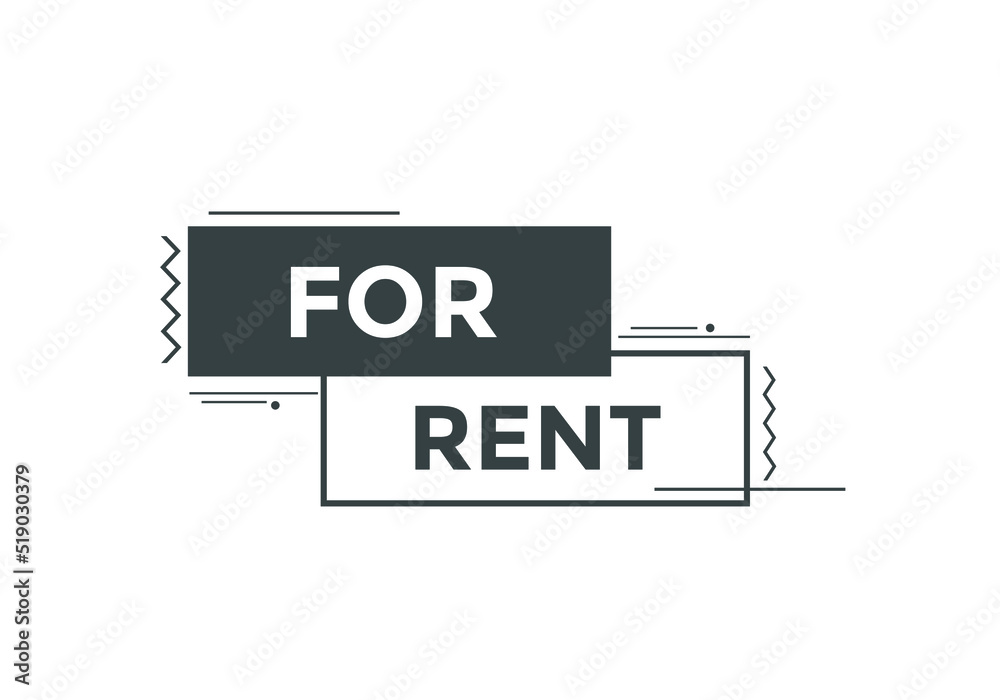 For rent button. For rent speech bubble. sign icon label.
