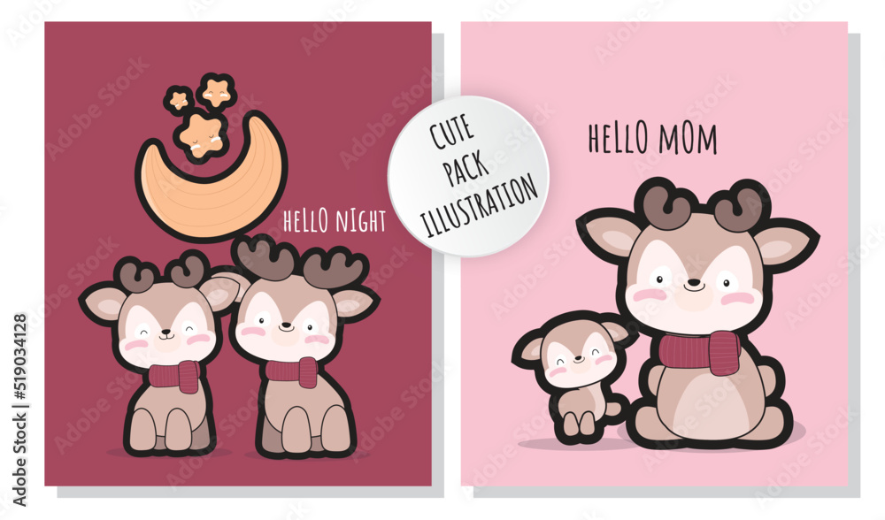 Flat cute deer collection illustration set
Flat cute deer collection illustration set