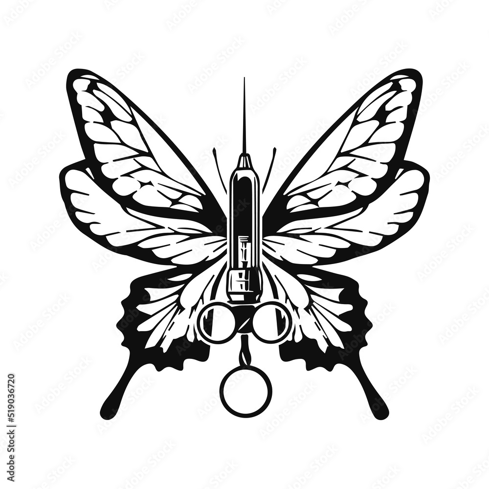 Fototapeta premium vector illustration of butterfly with injection