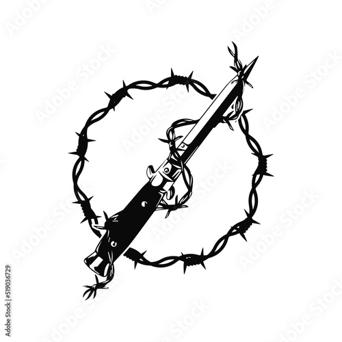knife vector with barbed wire