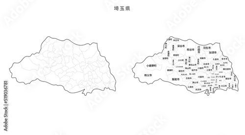 日本　白地図　埼玉県（市区町村） photo