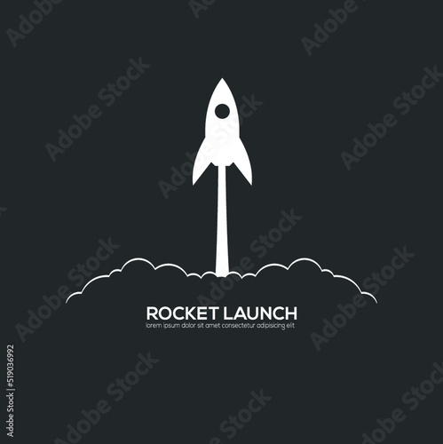 Rocket launch,ship.vector, illustration concept of business product on a market.