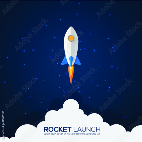 Fototapeta Naklejka Na Ścianę i Meble -  Rocket launch,ship.vector, illustration concept of business product on a market.
