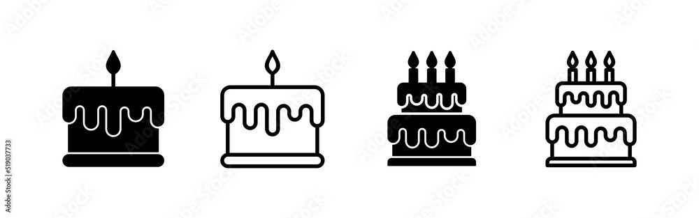 Cake icon vector. Cake sign and symbol. Birthday cake icon Cake icon vector. Cake sign and symbol. Birthday cake icon