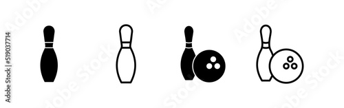Bowling icon vector. bowling ball and pin sign and symbol.