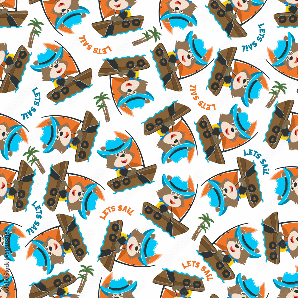 Seamless pattern with cute little fox the sailor, Cute Marine pattern for fabric, baby clothes, background, textile, wrapping paper and other decoration. Seamless pattern with cute little fox the sailor, Cute Marine pattern for fabric, baby clothes, background, textile, wrapping paper and other decoration.
