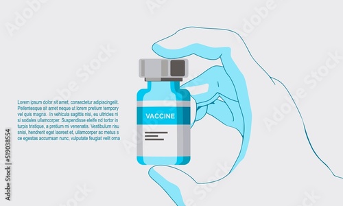 Hand holding abstract medicine vial with vaccine