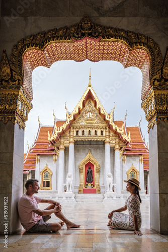 Canvas Print Wat Benchamabophit temple in Bangkok Thailand, The Marble temple in Bangkok