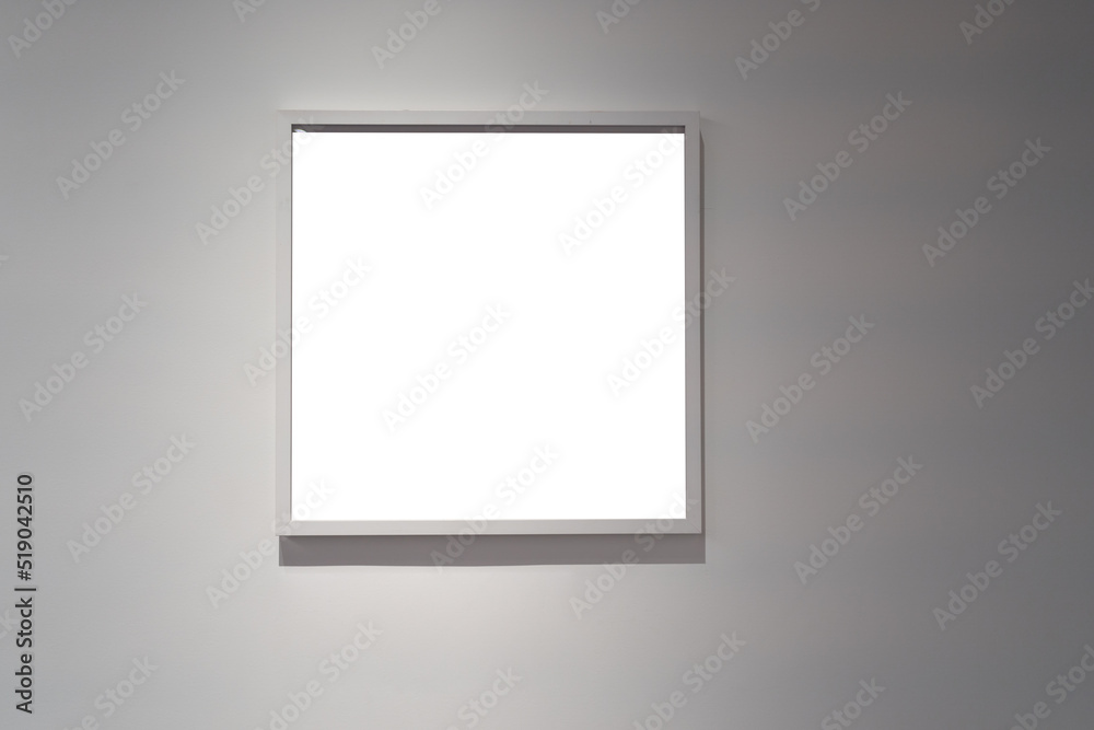 interior of gallery with blank frame interior of gallery with blank frame