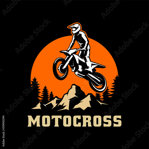 Motorsport and motocross illustration logo vector