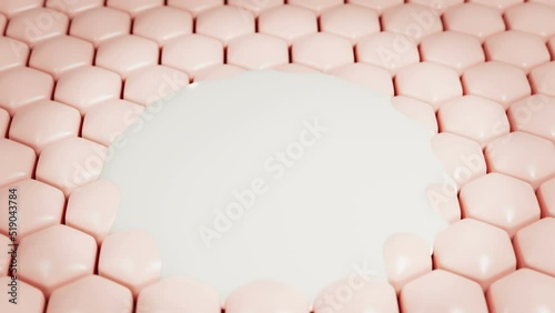 3D animation of cream drop through the skin layer with alpha layer for the drop