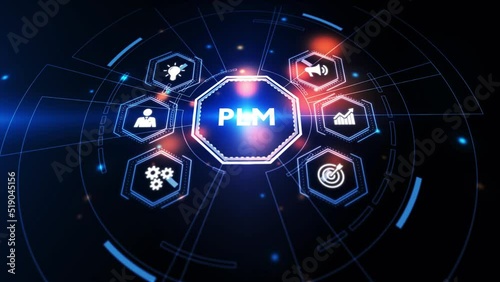 PLM Product lifecycle management system technology concept. Technology, Internet and network concept. photo