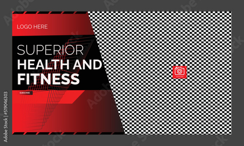 Gym fitness you tube thumbnail template design and video thumbnail template, Video cover photo template for social media post template design	
