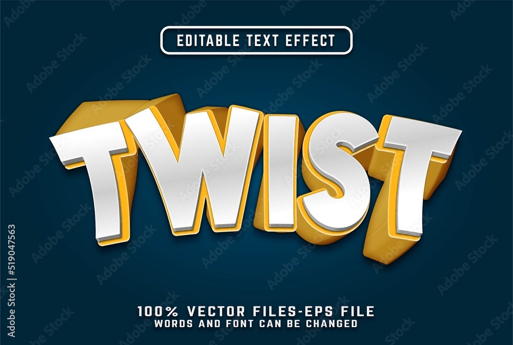 twist 3d cartoon text effect premium vectors