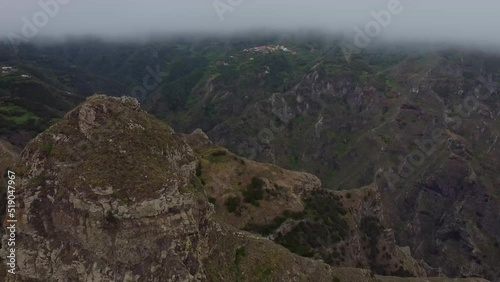 Massif Hiking Mountains At Roque de Taborno In Santa Cruz De Ténérife, Canary Islands, Spain. Aerial Drone Shot photo